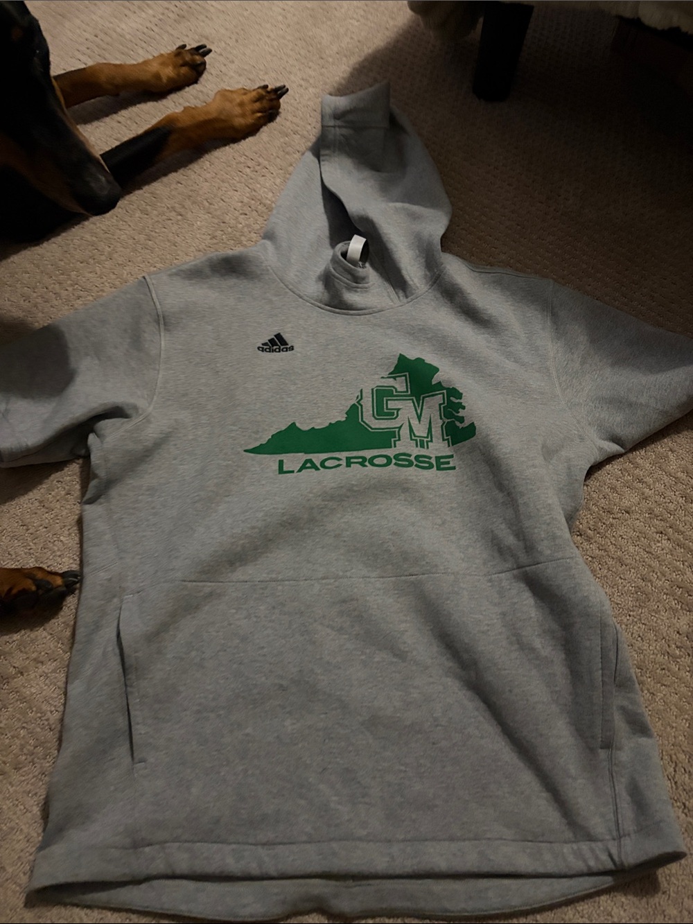 adidas gray hoodie with subtle black logo